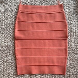 Elegant Coral Pencil Skirt